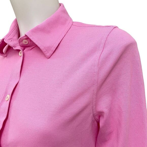 Lauren Ralph Lauren pink textured button front collared long sleeve shirt Medium - Picture 3 of 10